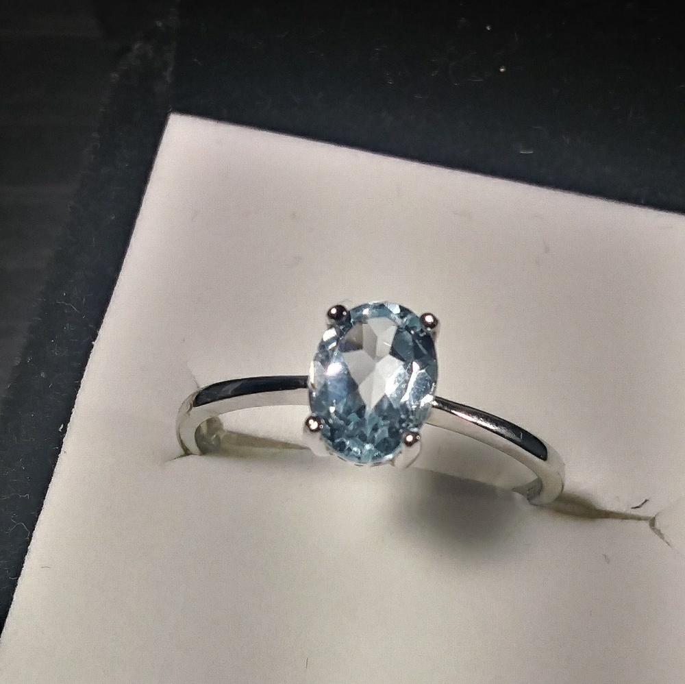 Dainty Sterling Silver &  Natural Topaz Ring